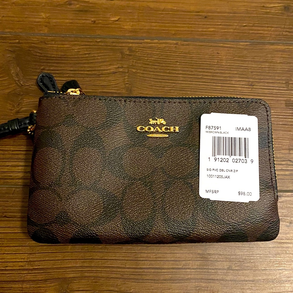 Coach double zipper wristlet - Picture 1 of 5